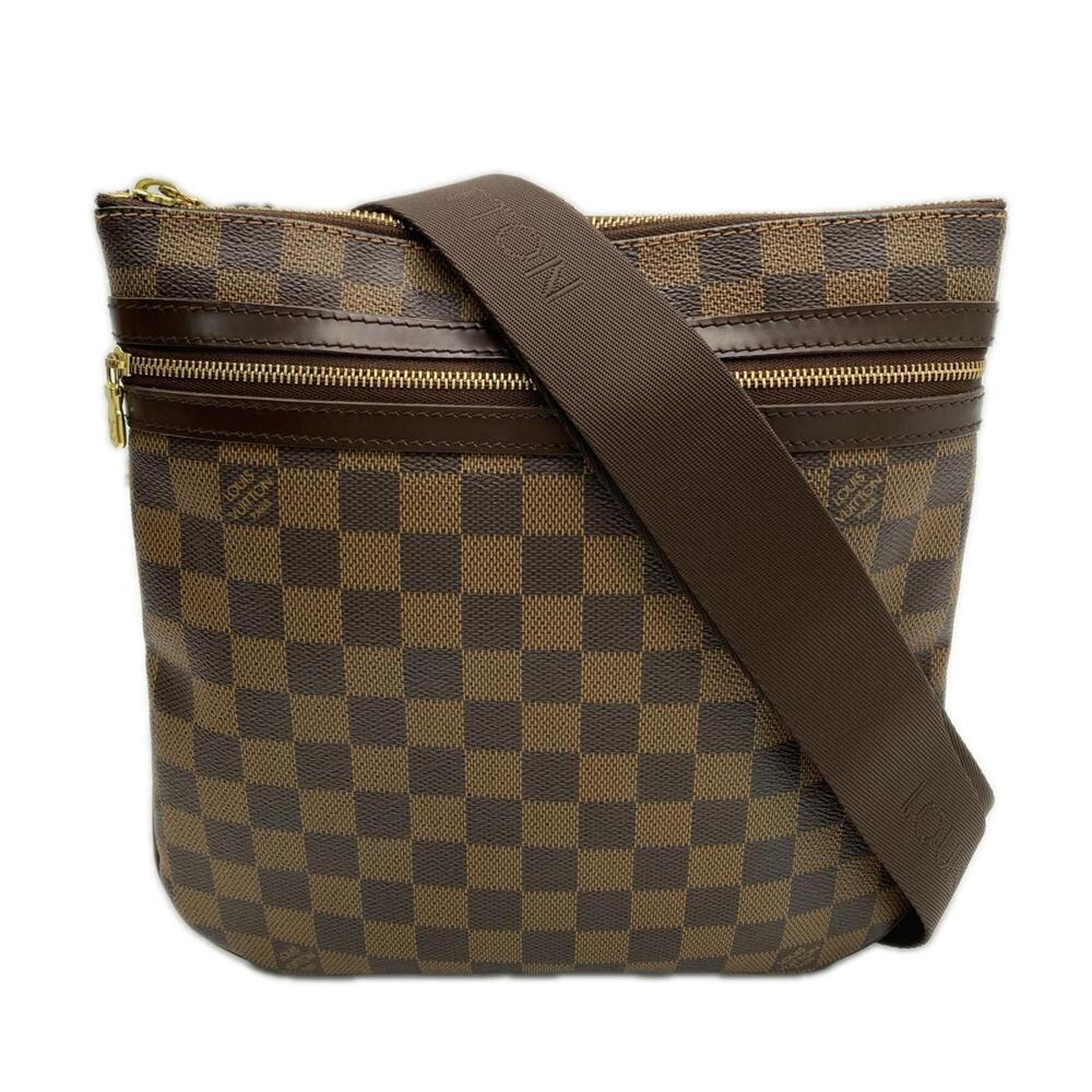 LOUIS VUITTON Damier Pochette Bosphore N51111 Shoulder Bag Brown Beige PVC Le...